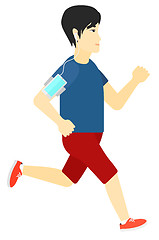 Image showing Man jogging with earphones and smartphone.