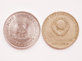 Image showing  Vintage Russian ruble coin and G vintage