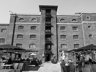 Image showing Black and white West India Quay in London