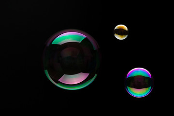 Image showing Soap Bubbles On A Black Background