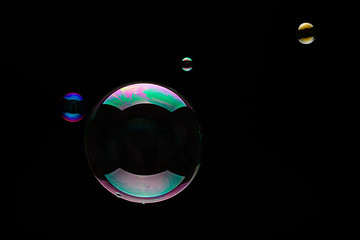 Image showing Soap Bubbles On A Black Background