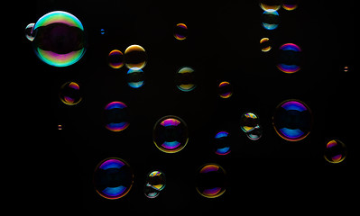 Image showing Soap Bubbles On A Black Background