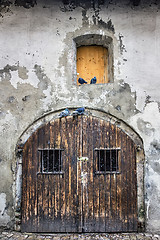 Image showing Medieval wooden door
