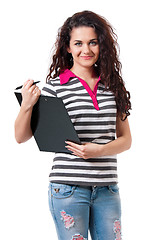 Image showing Teen girl holding a clipboard