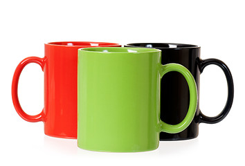 Image showing Three mugs for coffee or tea