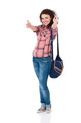 Image showing Student girl with backpack 