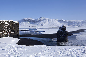 Image showing Wide lens capture of the panorama near Vik, Iceland