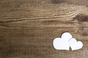 Image showing Two white paper hearts