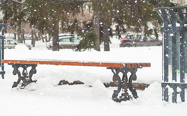 Image showing bench in winter park