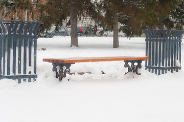 Image showing bench in winter park