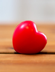 Image showing close up of red heart decoration on wood