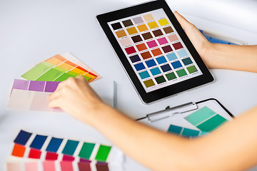 Image showing woman working with color samples for selection