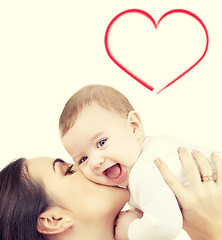 Image showing laughing baby playing with mother