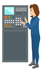 Image showing Engineer standing near control panel.