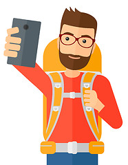 Image showing Man making selfie.