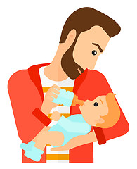 Image showing Man feeding baby.