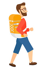 Image showing Man with backpack hiking.