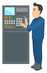 Image showing Engineer standing near control panel.