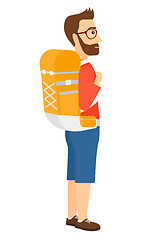 Image showing Man with backpack hiking.