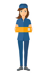 Image showing Woman delivering box.