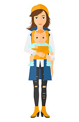 Image showing Woman holding baby in sling.