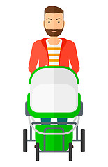 Image showing Man pushing pram.