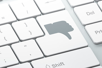 Image showing Social media concept: Thumb Down on computer keyboard background