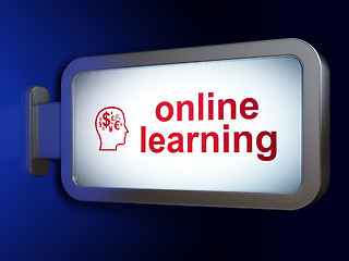 Image showing Learning concept: Online Learning and Head With Finance Symbol on billboard background