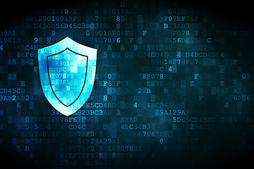 Image showing Privacy concept: Shield on digital background