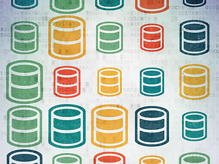 Image showing Database concept: Database icons on Digital Paper background