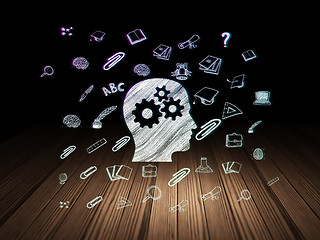 Image showing Education concept: Head With Gears in grunge dark room