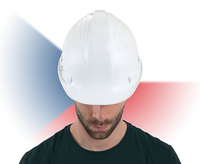 Image showing Engineer with flag on background - Czech Republic