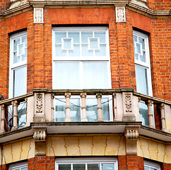 Image showing window in europe london old red brick wall and      historical 