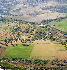 Image showing from high in the village morocco africa field and constructions