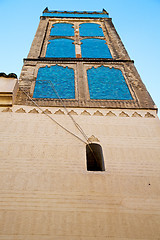 Image showing old brick tower in morocco africa   and the sky
