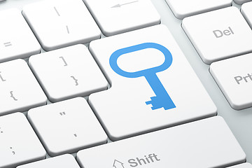 Image showing Safety concept: Key on computer keyboard background