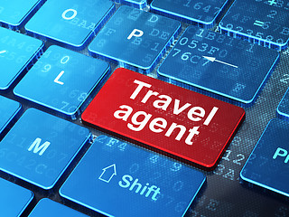 Image showing Travel concept: Travel Agent on computer keyboard background