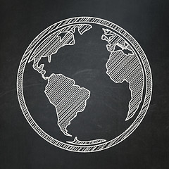 Image showing Learning concept: Globe on chalkboard background