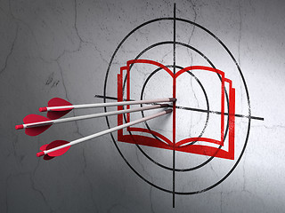 Image showing Science concept: arrows in Book target on wall background