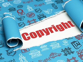 Image showing Law concept: red text Copyright under the piece of  torn paper