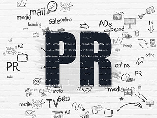 Image showing Advertising concept: PR on wall background