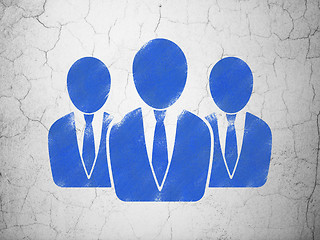 Image showing Advertising concept: Business People on wall background