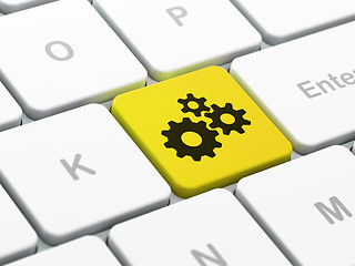 Image showing Information concept: Gears on computer keyboard background