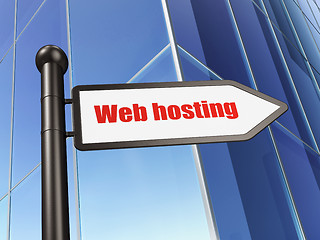 Image showing Web development concept: sign Web Hosting on Building background