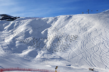 Image showing Off-piste slope at sun morning