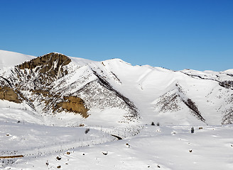 Image showing Snowy winter mountains at nice sun morning