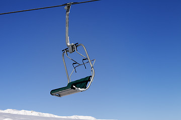 Image showing Chair-lift and blue sky