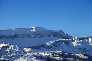 Image showing Winter mountains at nice sun morning