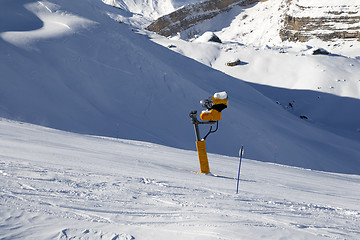 Image showing Ski slope with snowmaking
