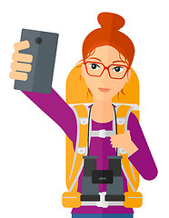 Image showing Woman making selfie.